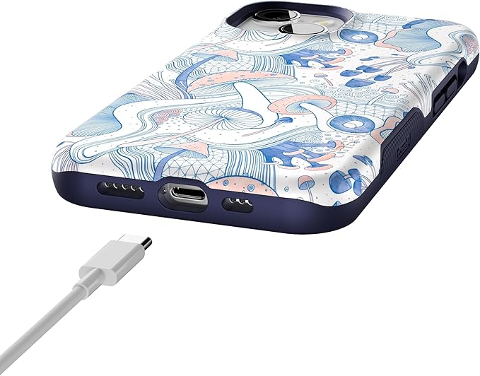 Casely iPhone 14 Case | The Fun Guy | Enchanted Forest Mushroom Floral | Compatible with MagSafe | Bold Protective Design