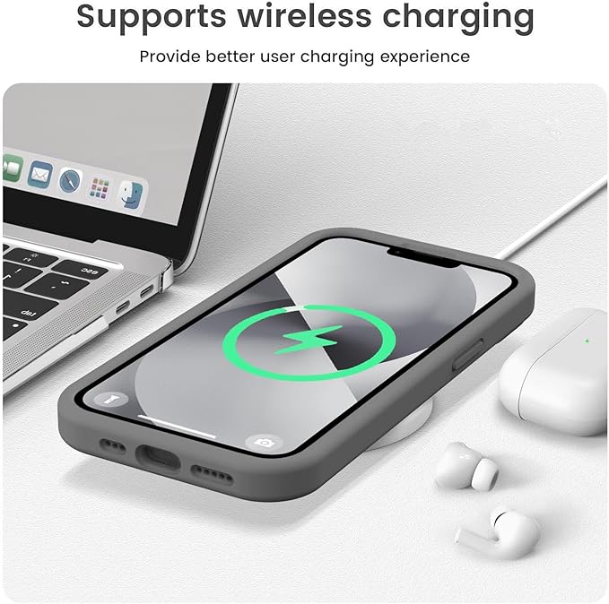 Vooii Compatible with iPhone 13 Case, Liquid Silicone Upgrade [Camera Protection] [Soft Anti-Scratch Microfiber Lining] Shockproof Phone Case for iPhone 13 6.1 inch - Dark Grey