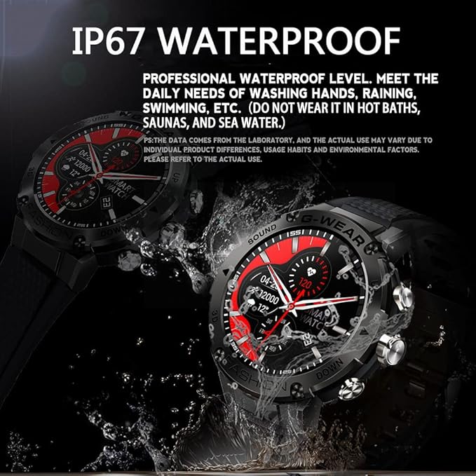 Military Smart Watch for Men(Answer/Dial Calls),100+Sports Modes, 5ATM Waterproof Fitness Watch with Heart Rate/SpO2/Blood Pressure for Android and iOS,1.32''HD DIY Screen Smart Watch-Blue