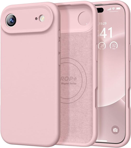 Vooii Magnetic Compatible with iPhone Air Case (Compatible with Magsafe) (Upgraded Camera Protection) Liquid Silicone Shockproof Full Body Protective Phone Cover for Women Men, Pink Sand, 6.5"