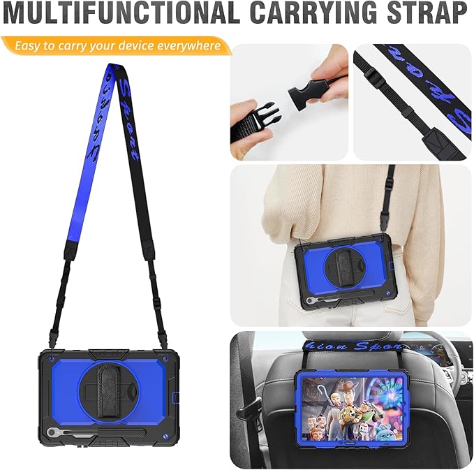 HXCASEAC Case for Samsung Galaxy Tab S10 Lite / S10 FE / S9 FE 5G 10.9 inch, Shockproof Design with Screen Protector/Hand Strap/S Pen Holder, Protective Samsung Galaxy S10 Lite Tablet Case, Blue