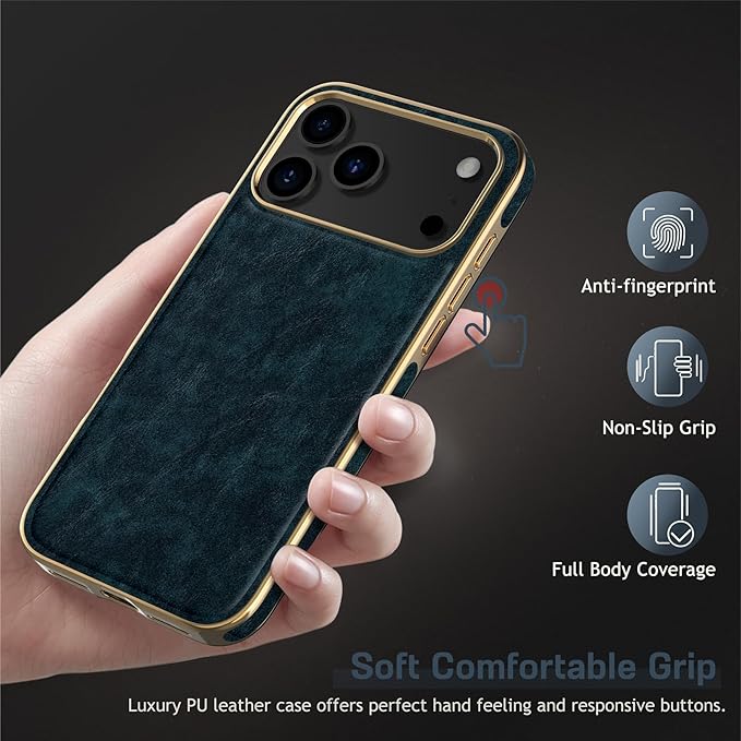 LOHASIC Magnetic for iPhone 17 Pro Max Case, Compatible with MagSafe, Modern Aesthetic Leather Design, Non-Slip Grip Protective Cover Phone Case for i Phone17 Pro Max 6.9" 2025 - Petrol Blue