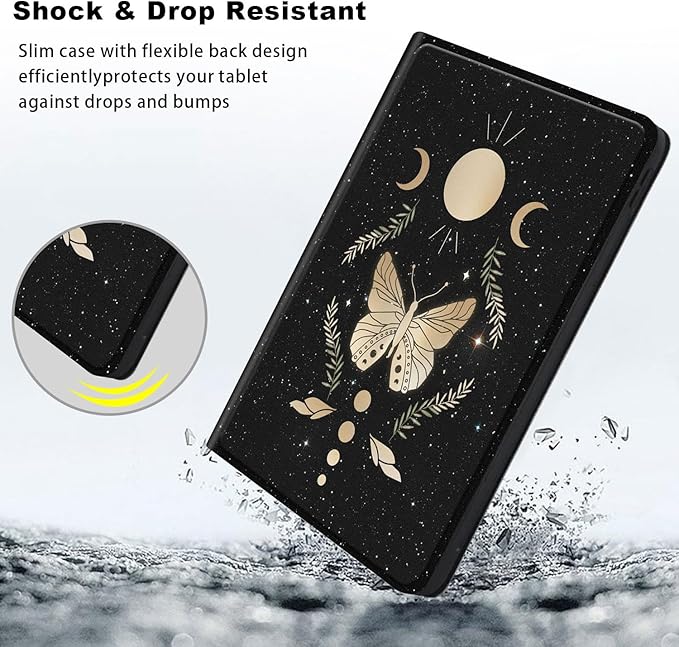 Slim Case for Samsung Galaxy Tab S10 FE / S9 FE 5G 10.9" & Tab S9 11", PU Leather Protective Cover, Multi-Angle Stand, Auto Sleep/Wake, Butterfly