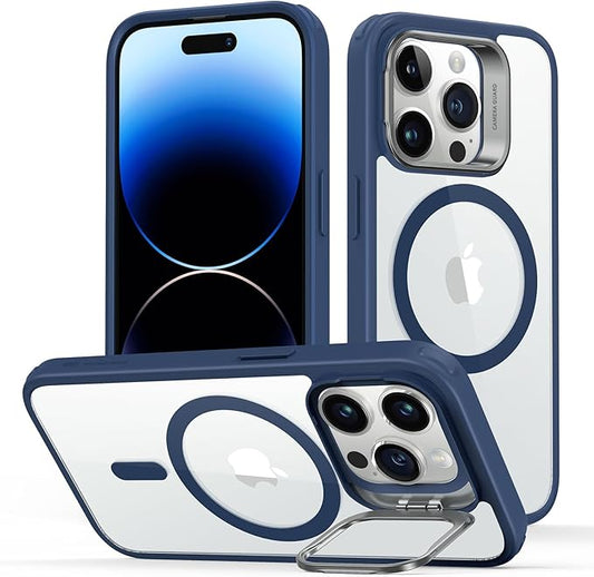 ESR for iPhone 14 Pro Case, Compatible with MagSafe, Built-in Stash Stand Clear Phone Case for iPhone 14 Pro, Military-Grade Protection, Magnetic Phone Case, Classic Series, Clear Dark Blue
