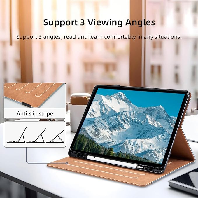 Case for Samsung Galaxy Tab S10 FE Plus 13.1 Inch 2025 Model(SM-X620/X626B) - Multi-Angle Viewing Stand Cover with Pocket and Magnetic Clasp, PU Leather Business Folio Protective Case, Gray