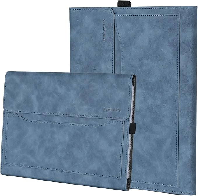 Microsoft Surface Pro 11 / Pro 10 / Pro 9 13 Inch Case, Multiple Angle Viewing Portfolio Business Cover with Pocket & Stylus Holder, Compatible with Type Cover Keyboard.(Sapphire)