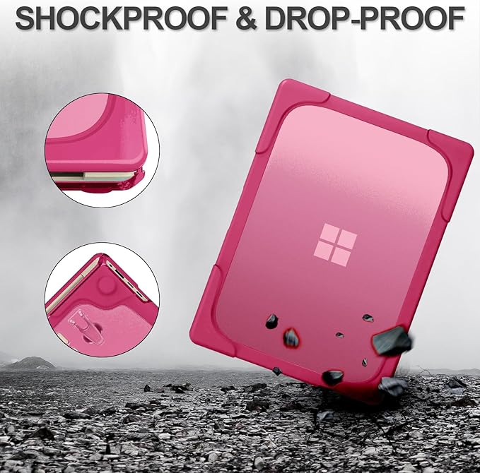 Batianda Heavy Duty Case for 13.8 inch Microsoft Surface Laptop 2024 (7th Edition) with Fold Kickstand Includes Keyboard Cover Screen Protector - Shockproof Stylish & Durable Protective Cover, Pink