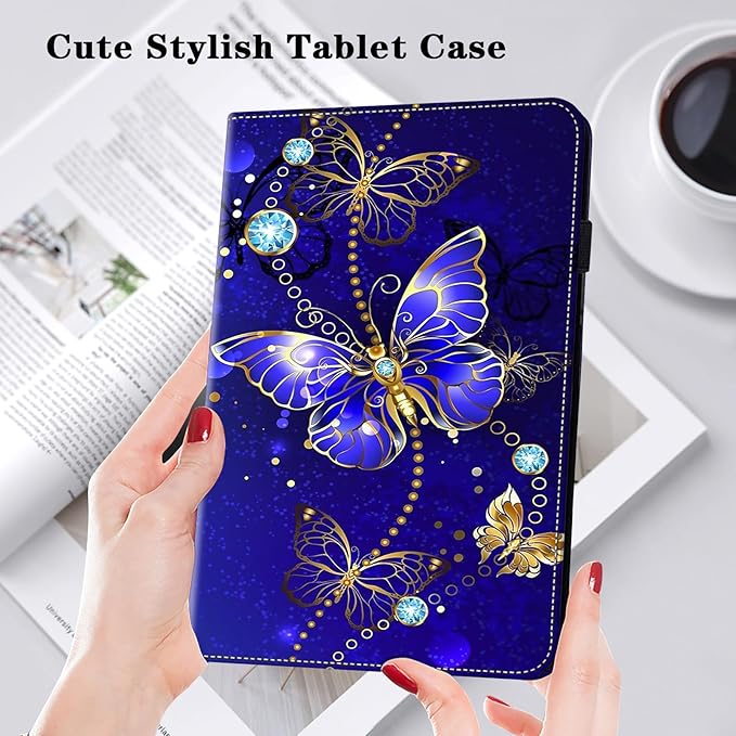 Case for Lenovo Tab Plus 11.5 inch 2024 (TB351FU),PU Leather Folio Shockproof Stand Card Slots Smart Protective Cover for Lenovo Tab Plus 2024 Tablet - Diamond Butterfly