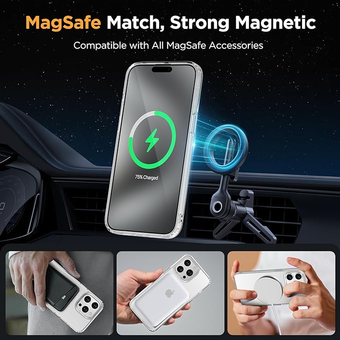 Miracase Magnetic for iPhone 15 Pro Case 6.1 inch (Compatible with MagSafe)（with 2X Screen Protectors）Military-Grade Protection, Anti-Fingerprint Translucent Matte Phone Cover, Clear