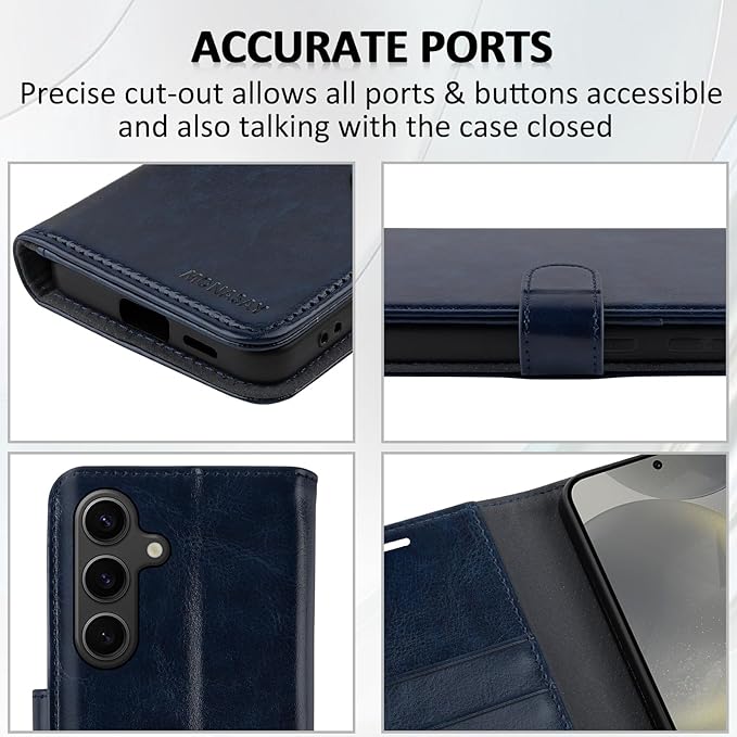 MONASAY Wallet Case Fit for Samsung Galaxy S24+ Plus 5G, [Lens & Glass Screen Protector Included] [RFID Blocking] Flip Folio Leather Cell Phone Cover with Credit Card Holder，6.7 inch, Blue