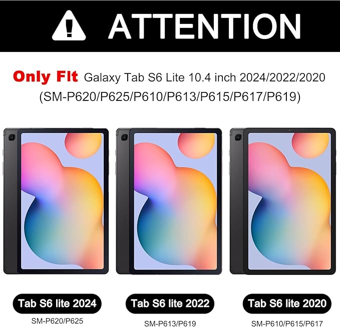 BRAECNstock for Samsung Galaxy Tab S6 Lite Case 10.4 Inch 2024/2022/2020 (SM-P620/P610/P619) Shockproof Rugged Protective Tab S6 Lite Kids Case with Pencil Holder, Rotating Stand & Hand Strap - Black