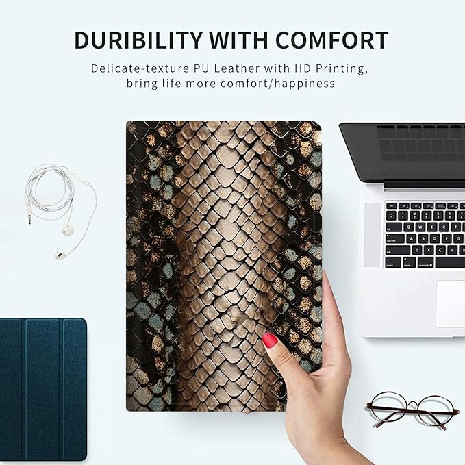 Case for Microsoft Surface Pro 9 / Pro 9 5G 13-Inch 2022 PU Leather Slim Lightweight Multiple Angles Stand Smart Cover with Auto Wake/Sleep for Microsoft Surface Pro 9 2022, Snake Skin