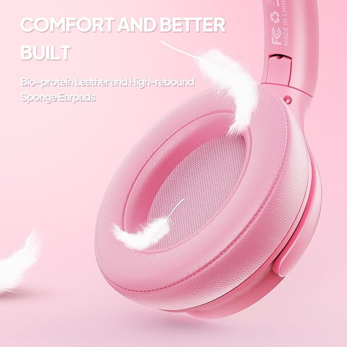 Wired Over-Ear Headphones with USB C Connector, Hi-Fi Stereo Sound, Noise-Isolating Ear Cups, Comfortable Fit for USB C Devices (No Bag, Pink)