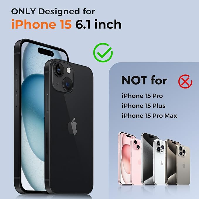 UNBREAKcable Magnetic Case for iPhone 15, [Compatible with MagSafe] [Military Grade Shockproof] [Non-Slip] Translucent Matte Back Soft Silicone Protective Case for iPhone 15, Black