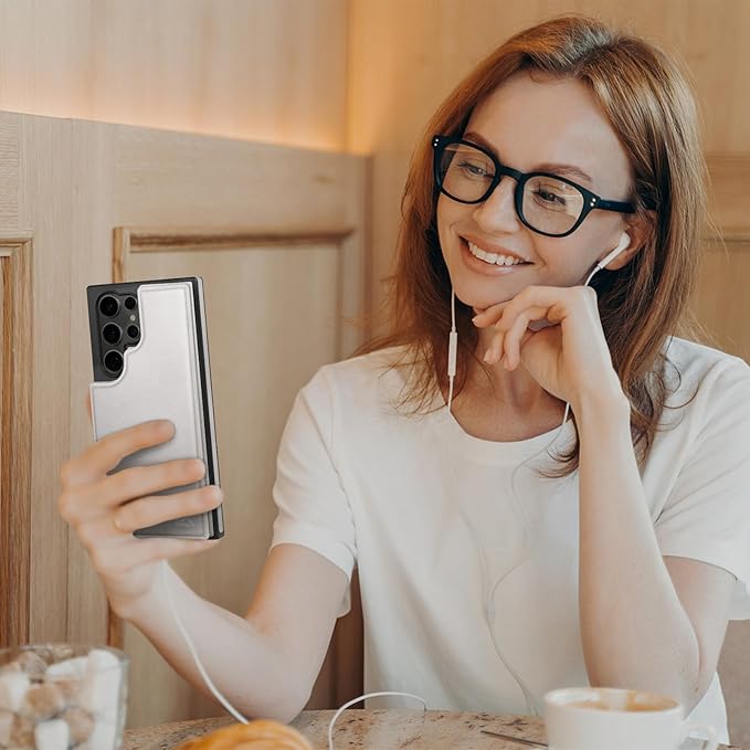 DJDUCK Designed for Samsung Galaxy S25 Ultra Case Wallet with Card Holder, [Magnetic Clasp Cover] [RFID Blocking Leather Protection] Shockproof Women Men Cases for Samsung S25 Ultra Creamy-White