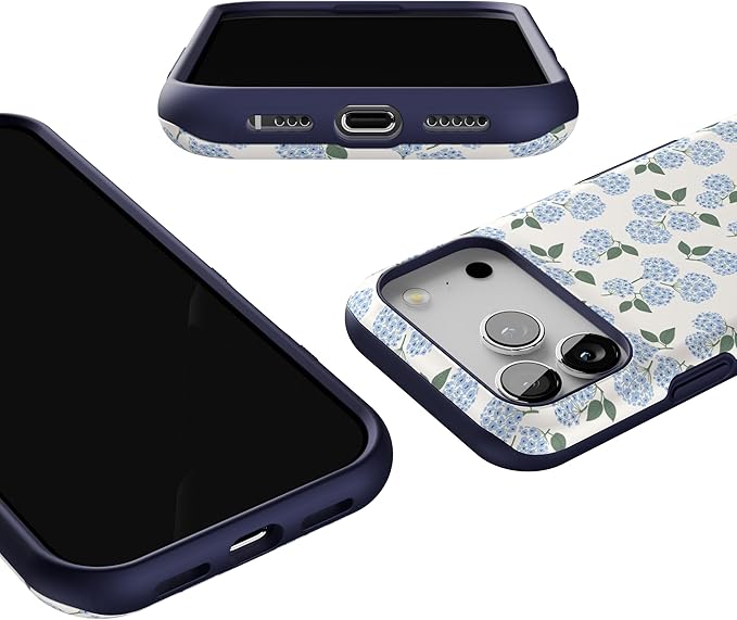 Casely iPhone 17 Pro Case | Nantucket Cottage | Blue Hydrangea | Bold Protective Design | Compatible with MagSafe