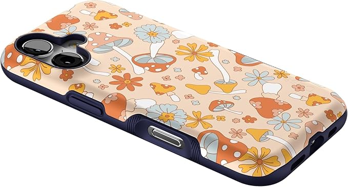 Casely iPhone 17 Case | Mushroom Magic | Retro Floral | Bold Protective Design | Compatible with MagSafe