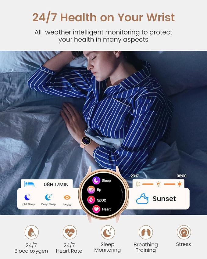 Smart Watches for Women,1.27'' Smartwatch with 70+ Sport Modes, 400+ Watch Face, 24/7 Heart Rate, Sleep Monitor, Answer/Make Calls, Waterproof Activity Fitness Tracker Watch (Pink)