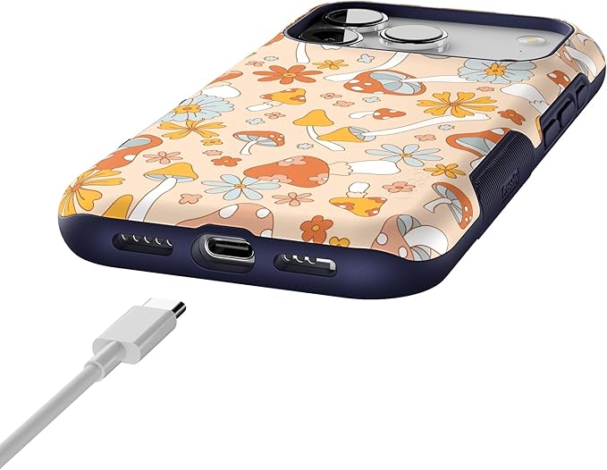 Casely iPhone 17 Pro Case | Mushroom Magic | Retro Floral | Bold Protective Design | Compatible with MagSafe