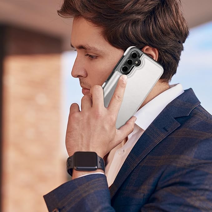 DJDUCK Designed for Samsung Galaxy S25 Plus Case Wallet with Card Holder, [Magnetic Clasp Cover] [RFID Blocking Leather Protection] Shockproof Women Men Cases for Samsung S25 Plus Creamy-White