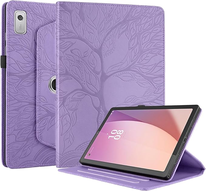 Rotating Case for Lenovo Tab M9 9.0 inch (TB-310FU) 2023 Released PU Leather Cover Lightweight Flip Stand Shell with Pen Holder for Lenovo Tab M9 9" 2023 Tablet-Purple
