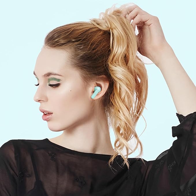 AIHOOR Wireless Earbuds for Music and Sports, Bluetooth 5.3 in-Ear Headphones with Extra Bass Built-in Mic Touch Control 30hr Battery Earphones, Waterproof (Tiffany)