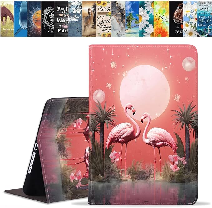Case for Samsung Galaxy Tab S10 Lite / S10 FE / S9 FE 10.9-Inch / S9 11-Inch, Slim Lightweight PU Leather Stand Cover with Auto Wake/Sleep, Flamingo