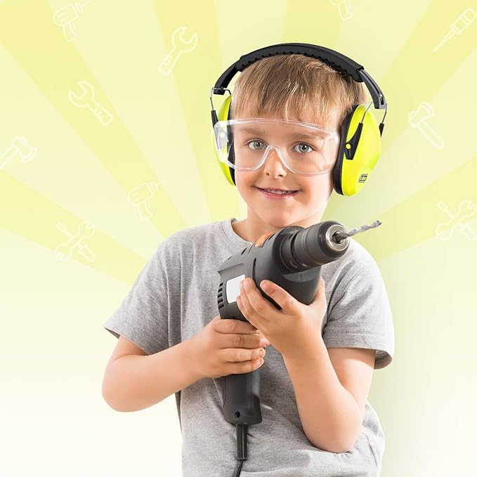 Dr.meter Ear Protection for Kid: EM100 SNR27.4 Kids Noise Cancelling Headphones with Adjustable Headband - Kid Hearing Protection for Monster Truck Mowing Demo Derby and Concert - Yellow