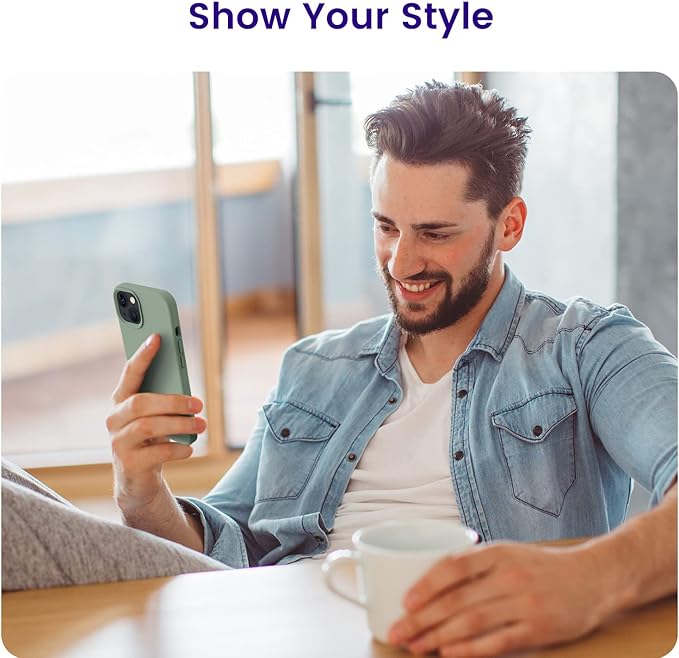 OTOFLY Designed for iPhone 14 Case, Silicone Shockproof Slim Thin Phone Case for iPhone 14 6.1 inch (Calke Green)