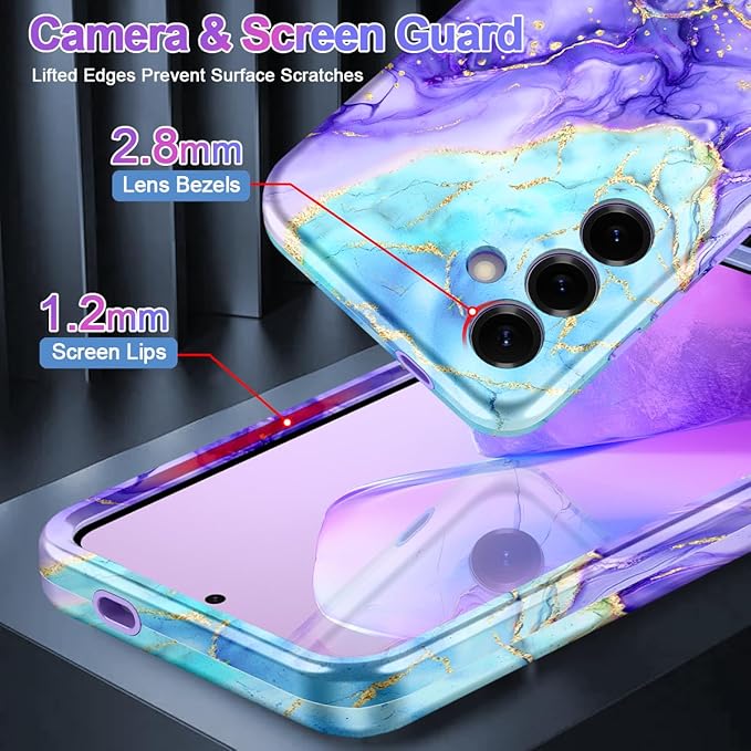 Casetego for Galaxy S25 Plus Case,Compatible with MagSafe,[Military Grade Drop Test] Full Body Protection Slim Shockproof Rugged Marble Women Case for Samsung Galaxy S25 Plus 6.7 inch,Cobalt Violet