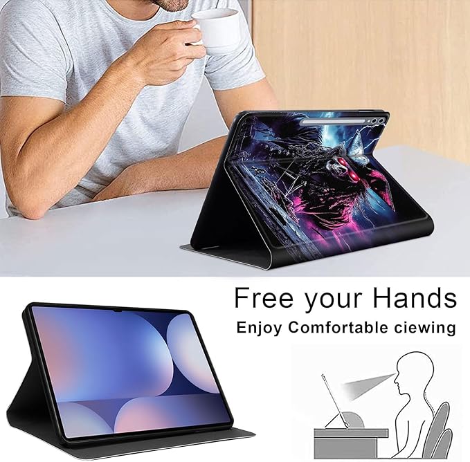 Case for Samsung Galaxy Tab S10 Plus/ S9 FE Plus/ S9 Plus 5G Tablet 12.4'', Slim PU Leather Stand Cover with Auto Wake/Sleep, Multi-Angle Viewing & Shockproof, Ghostly Pirate 02