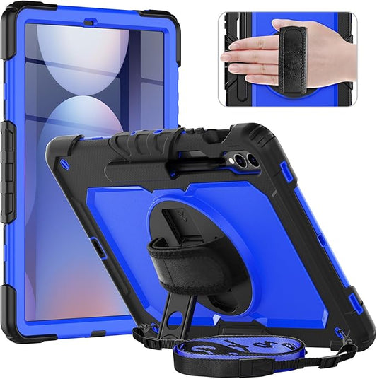 Timecity Case for Samsung Galaxy Tab S10 Plus/ S9 FE Plus/ S9 Plus 5G Tablet 12.4'' Case - Heavy Duty Protective Cover with Screen Protector, Stand, Shoulder Strap & S Pen Holder, Kids-Friendly, Blue