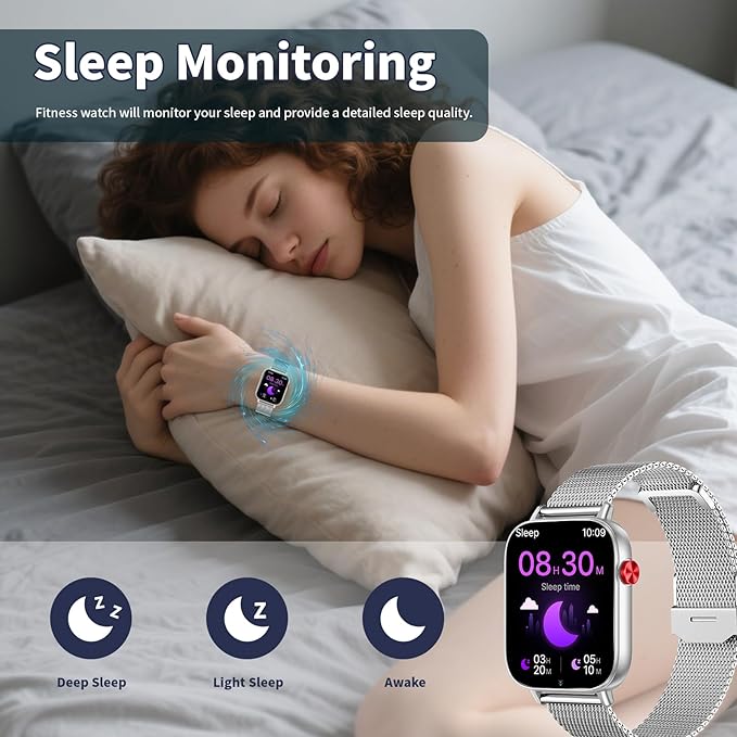 Smart Watch for Women Men, 2025 1.83" HD Smartwatches (Answer/Make Call), IP68 Waterproof Activity Fitness Tracker, Sleep Monitoring, Pedometer, Fitness Watch for Android iOS (Silver)