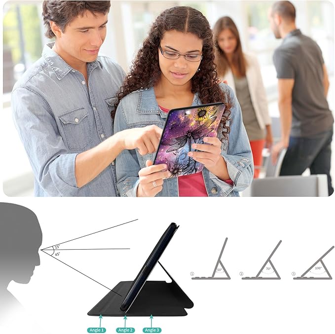 Case for Lenovo Tab P11 Plus Case 2021 (TB-J616F / J616X), 360 Degree Rotating Folding Stand,with Auto Sleep/Wake Case for Lenovo Tab P11 11” 2020 (TB-J606F TB-J606X),Vintage Dragonfly