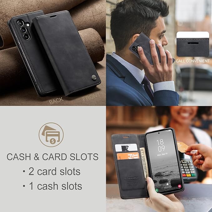 for Samsung Galaxy A54 5G Case, Flip Wallet Leather Case with Card Holder Magnetic Closure Shockproof Kickstand Protective Phone Cases Cover for Galaxy A54 6.4 Inch,Black