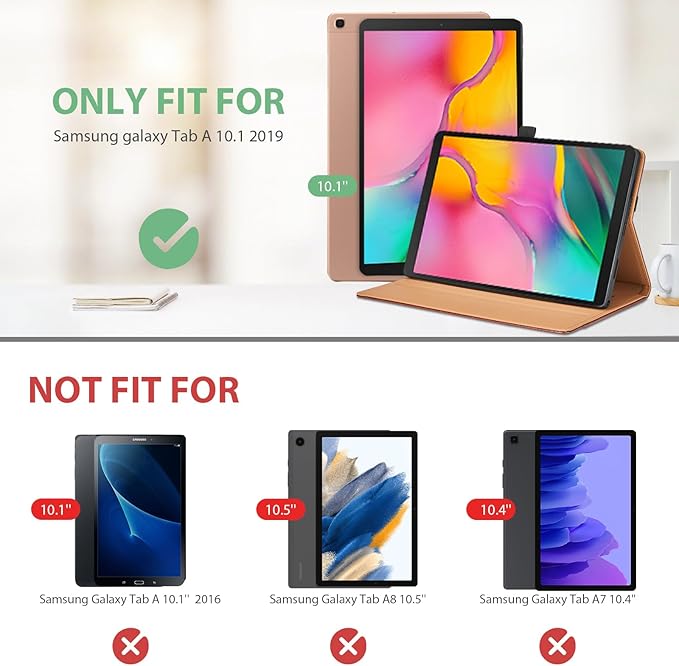 Case for Samsung Galaxy Tab A 10.1 2019 (SM-T510/T515) - PU Leather Business Folio Protective Case with Hand Strap and Pocket, Blue