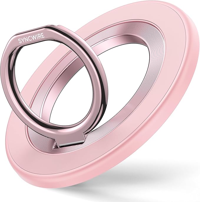 SYNCWIRE Magnetic Phone Ring Holder for MagSafe, 360° Rotation Cell Phone Grip Stand Finger Ring Kickstand Two-Sided Magnet Compatible with iPhone 17 Pro Max 16 15 14 13 12 MagSafe Accessories