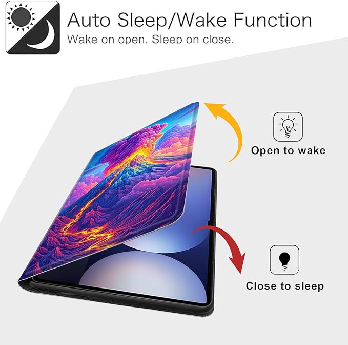 Case for Samsung Galaxy Tab S10 Ultra/Galaxy Tab S9/S8 Ultra 14.6-Inch, Slim PU Leather Stand Cover with Auto Wake/Sleep, Multi-Angle Viewing & Shockproof, Colorful Volcano