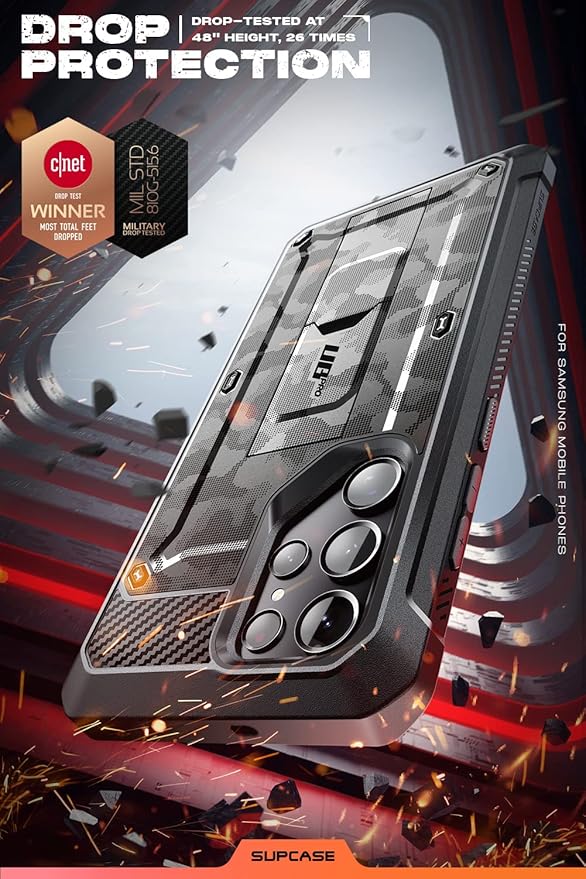 SUPCASE for Samsung Galaxy S22 Ultra Case with Stand, [Unicorn Beetle Pro] [2 Front Frames] [Built-in Screen Protector & Belt-Clip] Military-Grade Protection Phone Case for Galaxy S22 Ultra, CamoGray