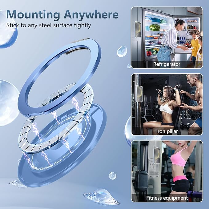 for Samsung Galaxy S24 Plus Case Compatible Wireless Charging Magnetic,with Screen Protector,for S24+Plus Phone Case with 360°Stand Ring Military Grade Shockproof Heavy Duty Protection Blue