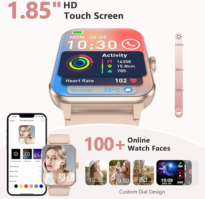 Blackview 2025 Fitness Tracker (Answer/Make Calls), Smart Watch for Men and Women with Heart Rate/SpO2/Sleep Monitor/2 Straps, 100+ Sports Modes, IP68 Waterproof Activity Tracker for Android/iPhone