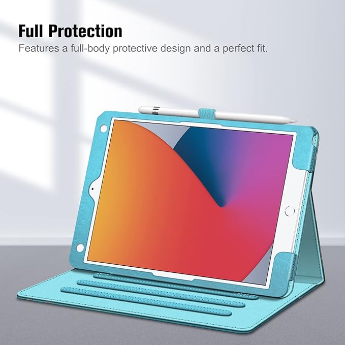 Fintie Case for iPad 9th / 8th / 7th Generation (2021/2020/2019) 10.2 Inch - [Corner Protection] Multi-Angle Viewing Stand Cover with Pocket & Pencil Holder, Auto Sleep Wake, Blossom