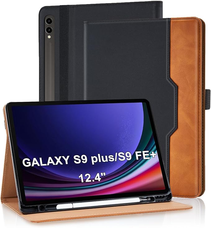 Case for Samsung Galaxy Tab S10+ Plus 2024 / S9 FE+ Plus/ S9+ Plus 12.4 Inch 2023 Magnetic Multi-Angle Leather Folio Stand Shell Folio with Card Holder Galaxy Tab S9+/S9 FE+,Black