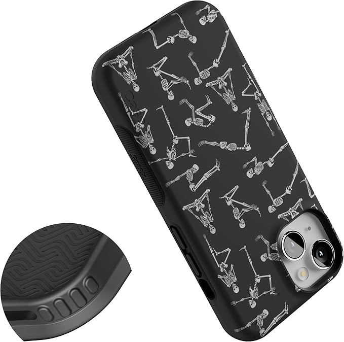 Casely iPhone 14 Case | Corpse Pose | Skeleton Yoga | Compatible with MagSafe | Bold Protective Design