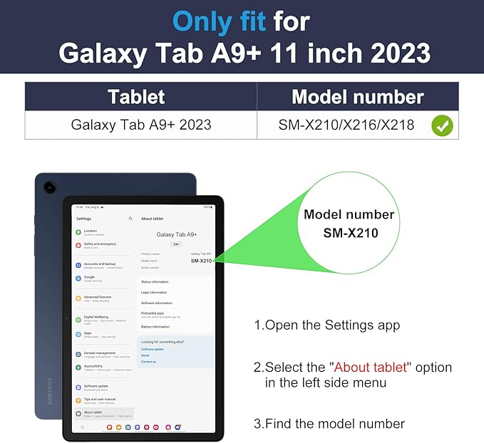 DTTO for Samsung Galaxy Tab A9 Plus 11 inch Case 2023, Premium Leather Business Folio Stand Cover with Hand Strap for Galaxy Tab A9+ 11'' 2023 Model (SM-X210/X216/X218) - Auto Wake/Sleep, US Flag