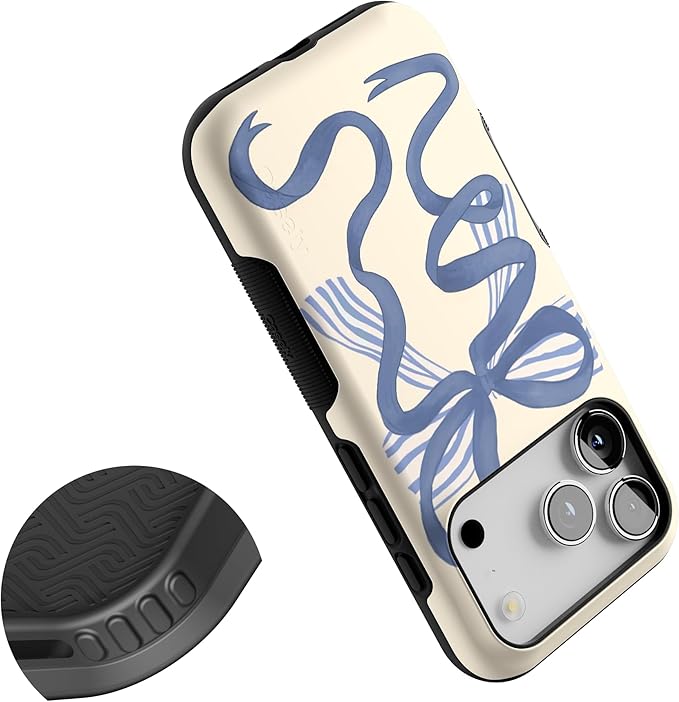 Casely iPhone 17 Pro Case | Heartstrings | Blue Bow | Bold Protective Design | Compatible with MagSafe