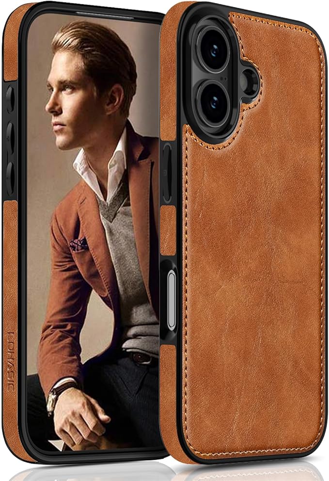 LOHASIC for iPhone 17 Leather Case, Slim Business PU Classic Elegant Style Soft Non-Slip Grip Shockproof Rugged Protective Cover Phone Case for iPhone17 6.3" 2025 - Sand Dune