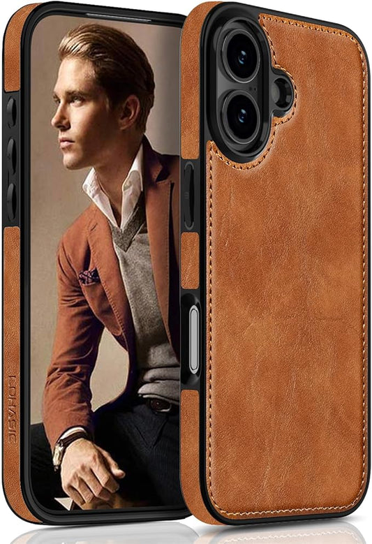 LOHASIC for iPhone 17 Leather Case, Slim Business PU Classic Elegant Style Soft Non-Slip Grip Shockproof Rugged Protective Cover Phone Case for iPhone17 6.3" 2025 - Sand Dune
