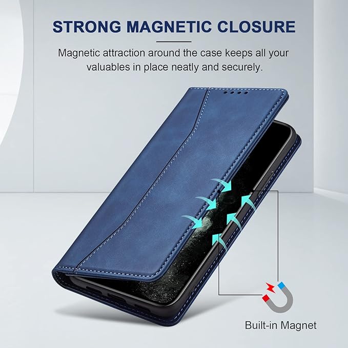 Jasonyu Flip Wallet Case for iPhone 11 Pro,Leather Magnetic Folio Cover with Card Holder,Kickstand - TPU Shockproof Durable Protective Phone Case,Blue