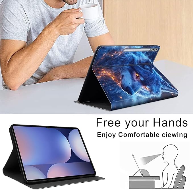 Case for Samsung Galaxy Tab S10 Plus/ S9 FE Plus/ S9 Plus 5G Tablet 12.4'', Slim PU Leather Stand Cover with Auto Wake/Sleep, Multi-Angle Viewing & Shockproof, Blue Wolf
